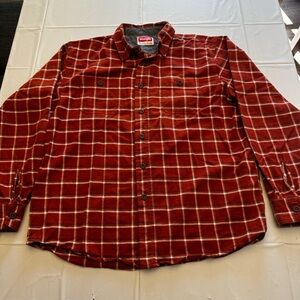 Wrangler Flannel Button Shirt Men’s L Red White Lumberjack Plaid